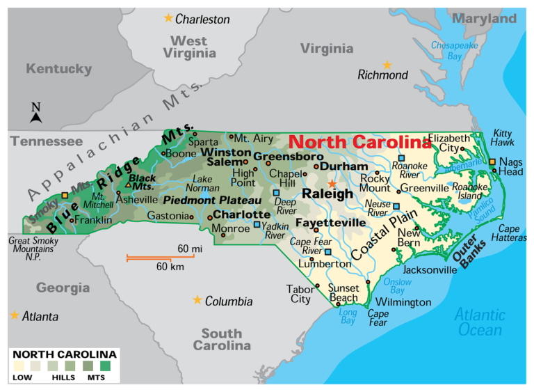 Map of North Carolina Cities and Towns | Printable City Maps